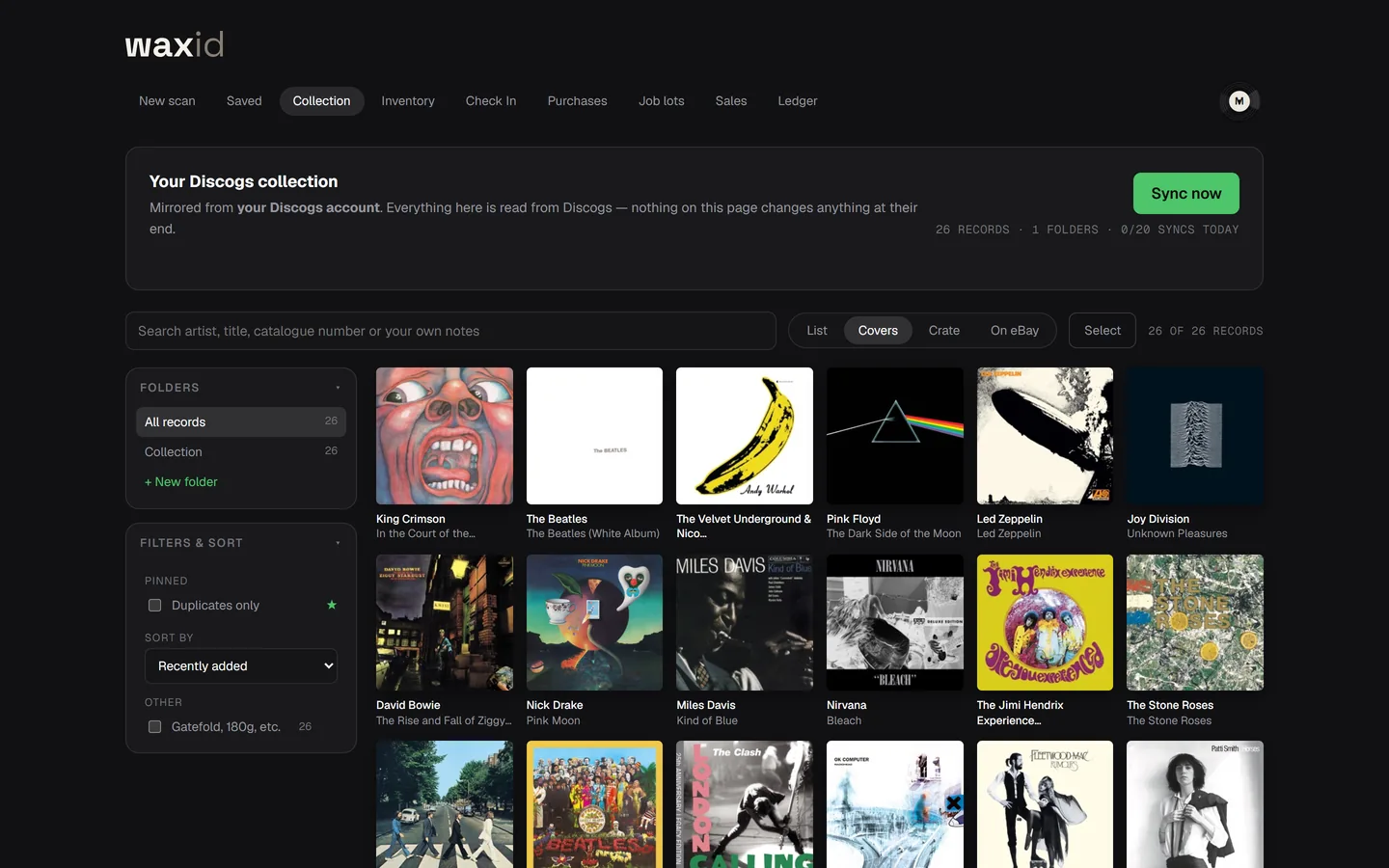 Your Discogs collection in WAXid