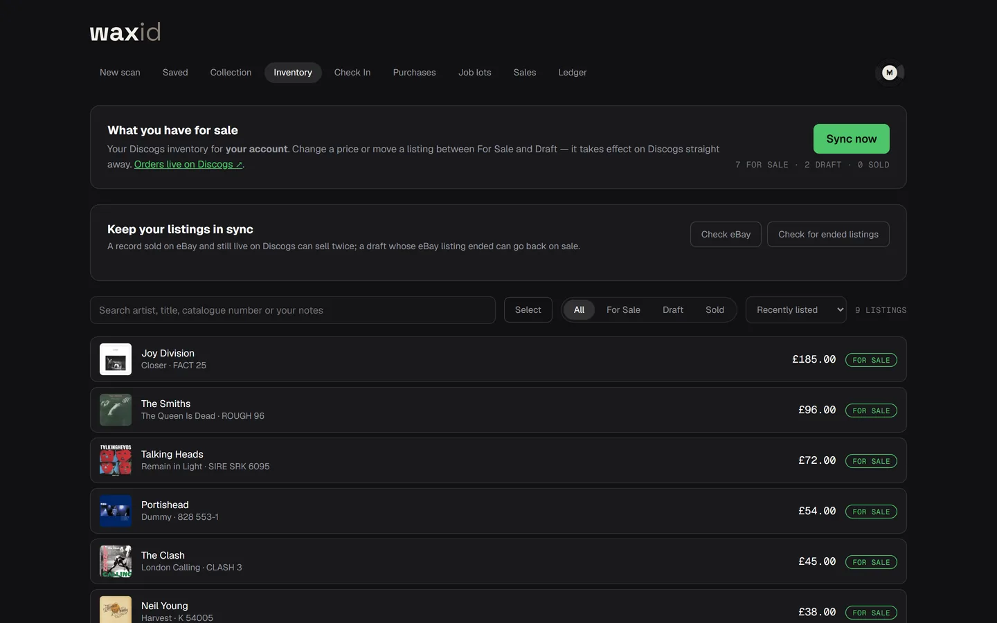 Records for sale in the WAXid inventory